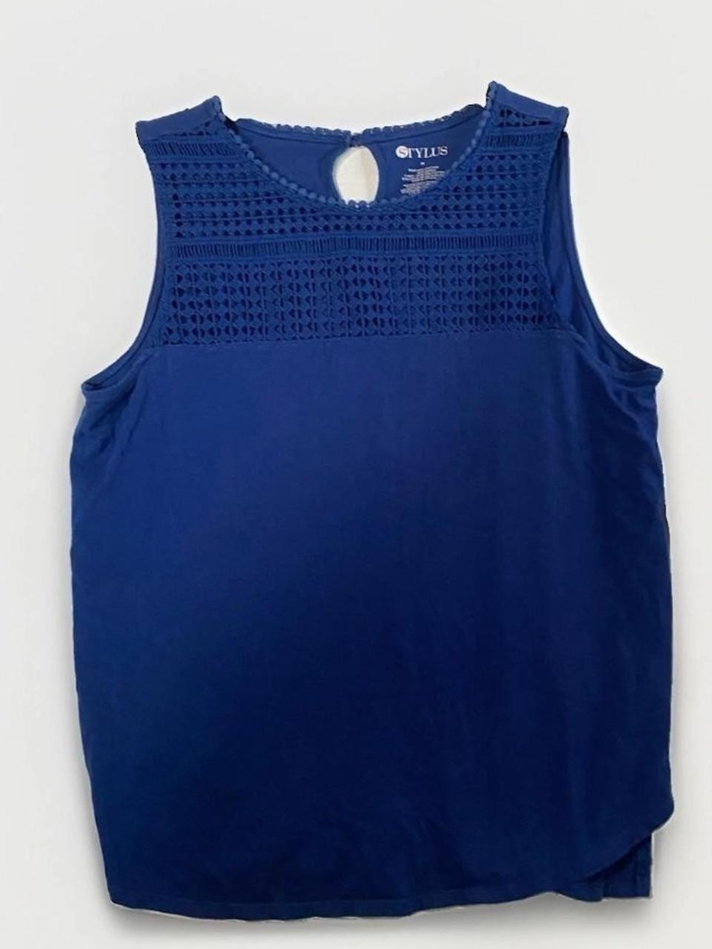 STYLUS Royal Blue Crochet Yoke Sleeveless Camisole